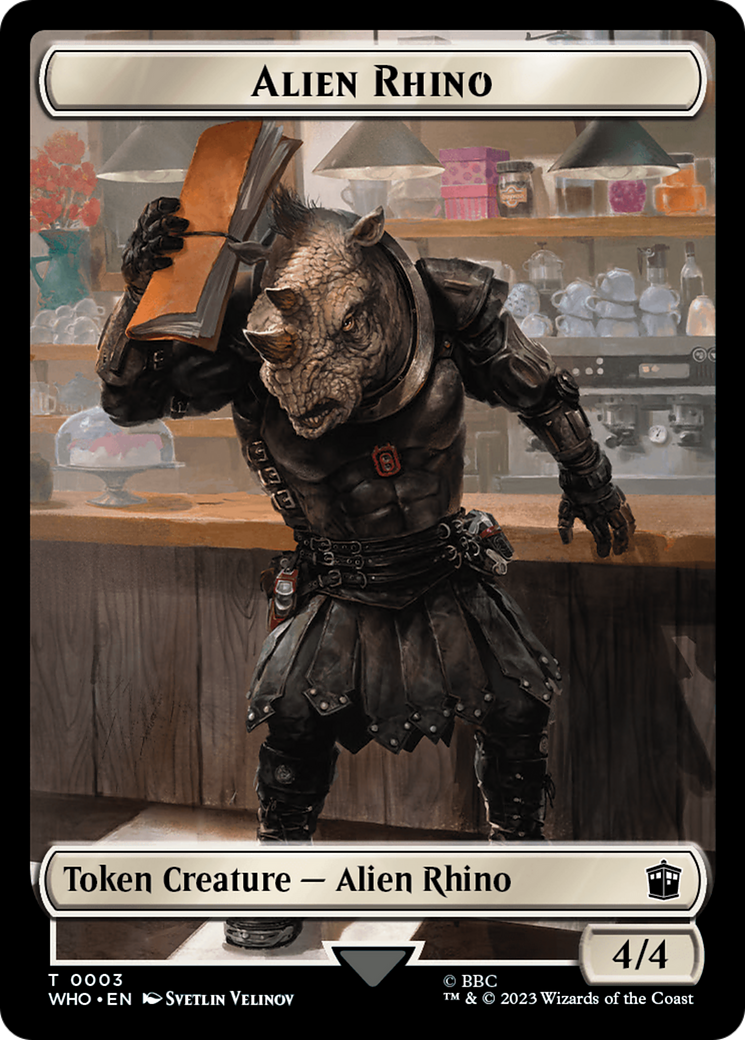 Alien Rhino // Alien Salamander Double-Sided Token (Surge Foil) [Doctor Who Tokens] | Galactic Gamez