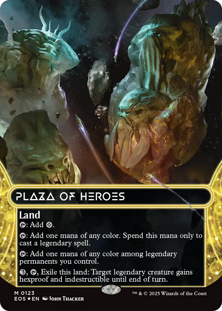 Plaza of Heroes (0123) (Borderless) (Galaxy Foil) [Edge of Eternities: Stellar Sights] | Galactic Gamez