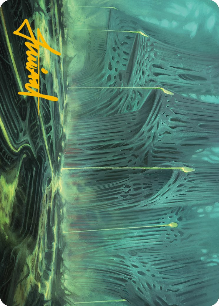Swamp Art Card (Gold-Stamped Signature) [Phyrexia: All Will Be One Art Series] | Galactic Gamez