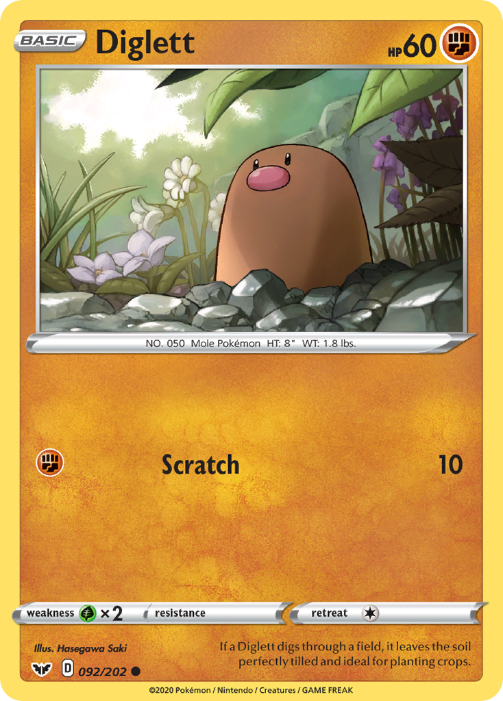 Diglett (092/202) [Sword & Shield: Base Set] | Galactic Gamez