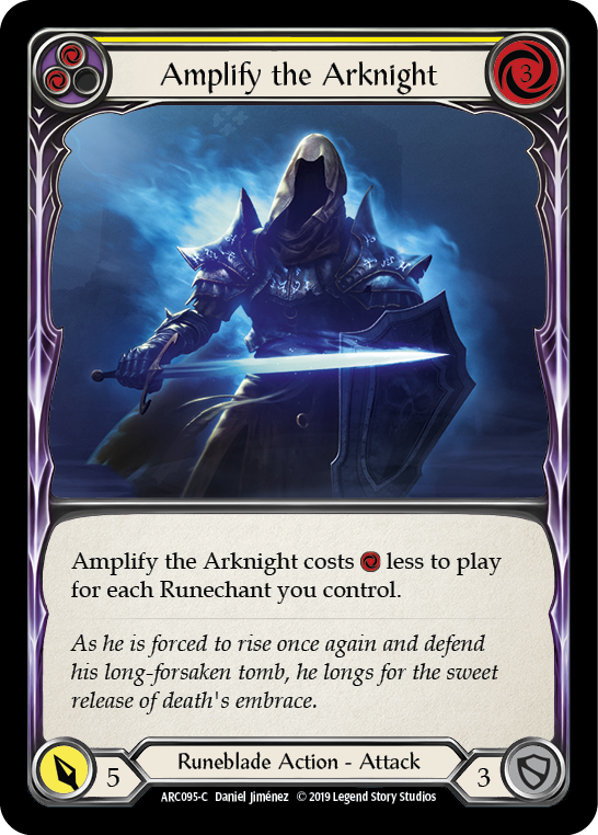 Amplify the Arknight (Yellow) [ARC095-C] (Arcane Rising)  1st Edition Rainbow Foil | Galactic Gamez