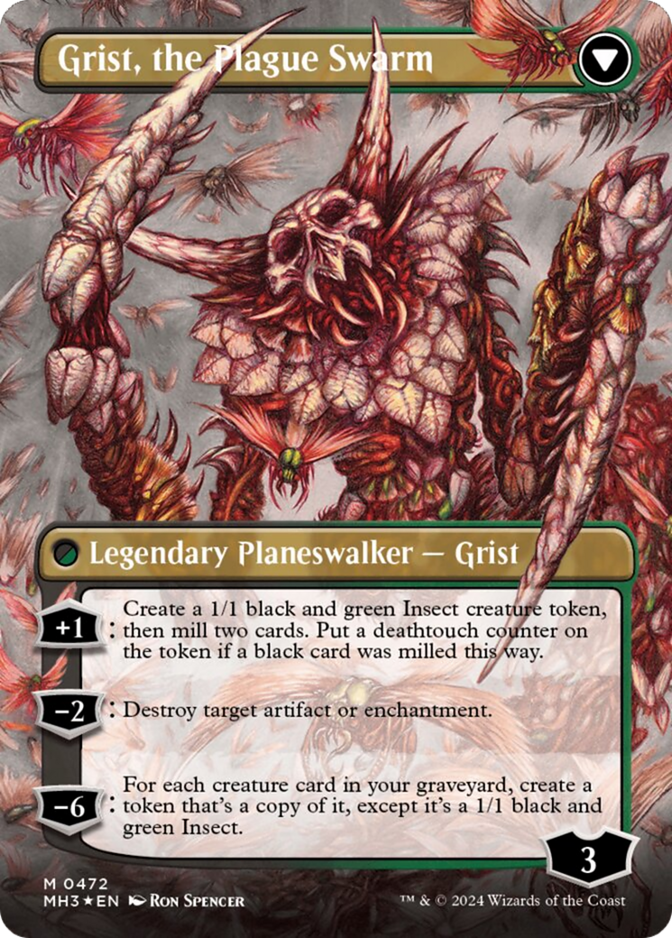 Grist, Voracious Larva // Grist, the Plague Swarm (Borderless) (Textured Foil) [Modern Horizons 3] | Galactic Gamez