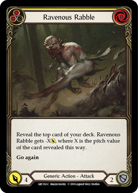 Ravenous Rabble (Yellow) [ARC192-C] (Arcane Rising)  1st Edition Rainbow Foil | Galactic Gamez