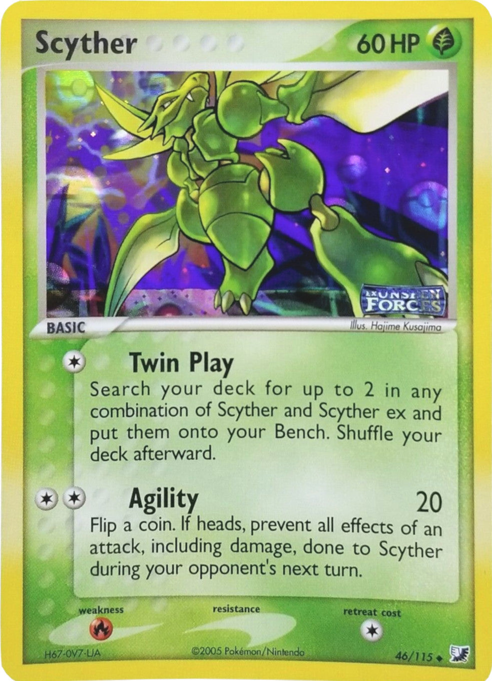 Scyther (46/115) (Stamped) [EX: Unseen Forces] | Galactic Gamez