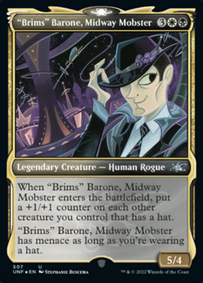 "Brims" Barone, Midway Mobster (Showcase) (Galaxy Foil) [Unfinity] | Galactic Gamez