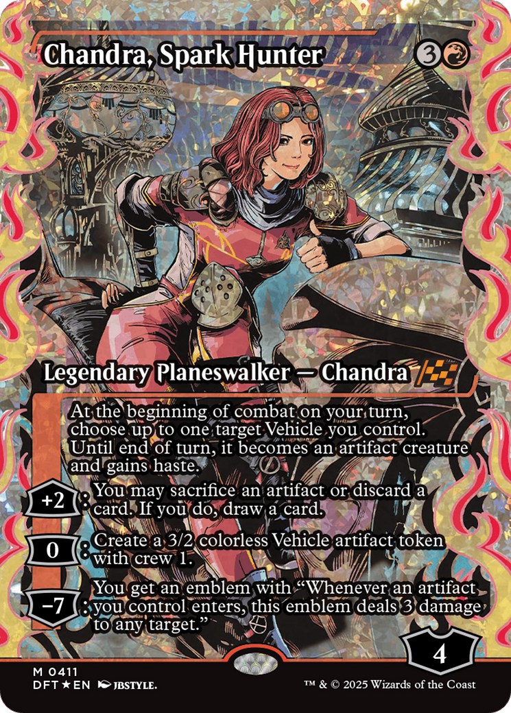 Chandra, Spark Hunter (Showcase) (Fracture Foil) [Aetherdrift] | Galactic Gamez