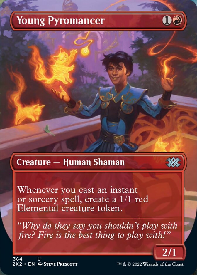 Young Pyromancer (Borderless Alternate Art) [Double Masters 2022] | Galactic Gamez