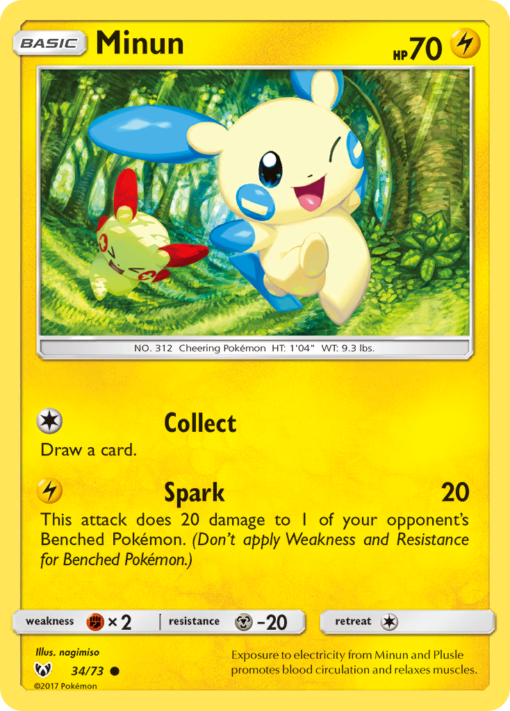 Minun (34/73) [Sun & Moon: Shining Legends] | Galactic Gamez