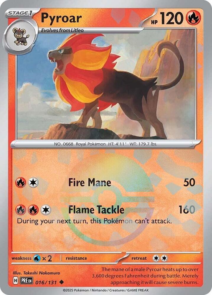 Pyroar (016/131) (Poke Ball Pattern) [Scarlet & Violet: Prismatic Evolutions] | Galactic Gamez