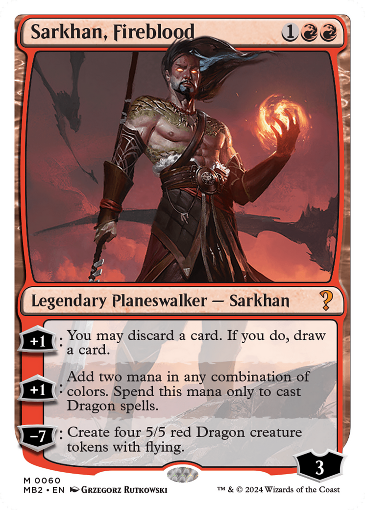 Sarkhan, Fireblood (White Border) [Mystery Booster 2] | Galactic Gamez