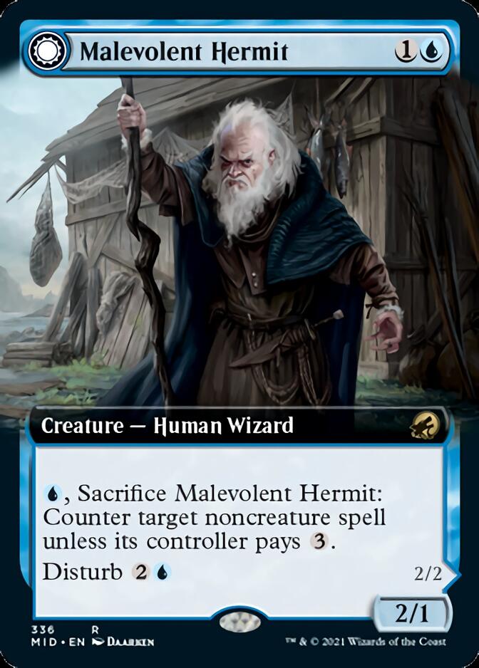 Malevolent Hermit // Benevolent Geist (Extended Art) [Innistrad: Midnight Hunt] | Galactic Gamez