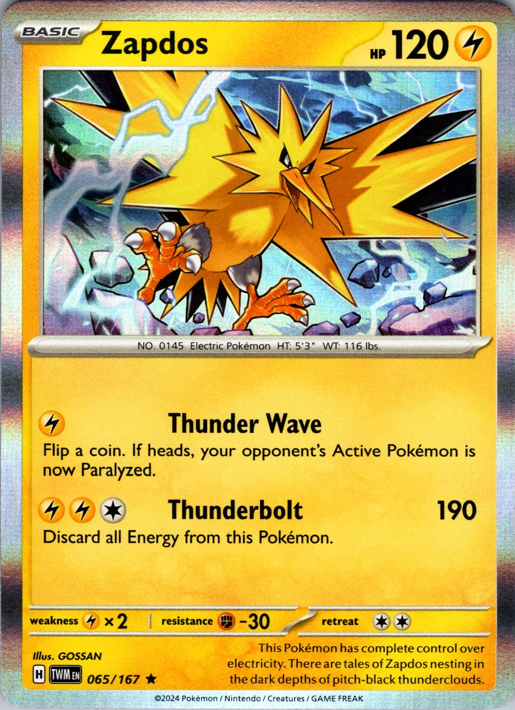 Zapdos (065/167) [Scarlet & Violet: Twilight Masquerade] | Galactic Gamez