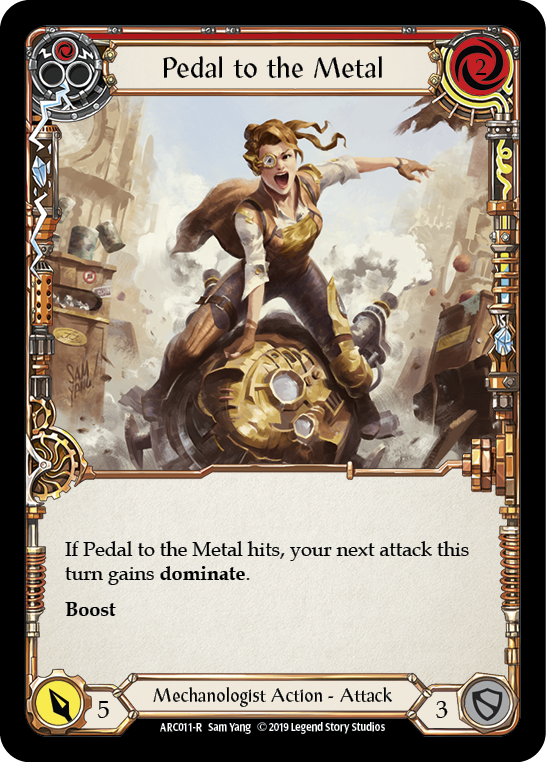 Pedal to the Metal (Red) [ARC011-R] (Arcane Rising)  1st Edition Rainbow Foil | Galactic Gamez