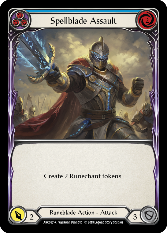 Spellblade Assault (Blue) [ARC087-R] (Arcane Rising)  1st Edition Rainbow Foil | Galactic Gamez