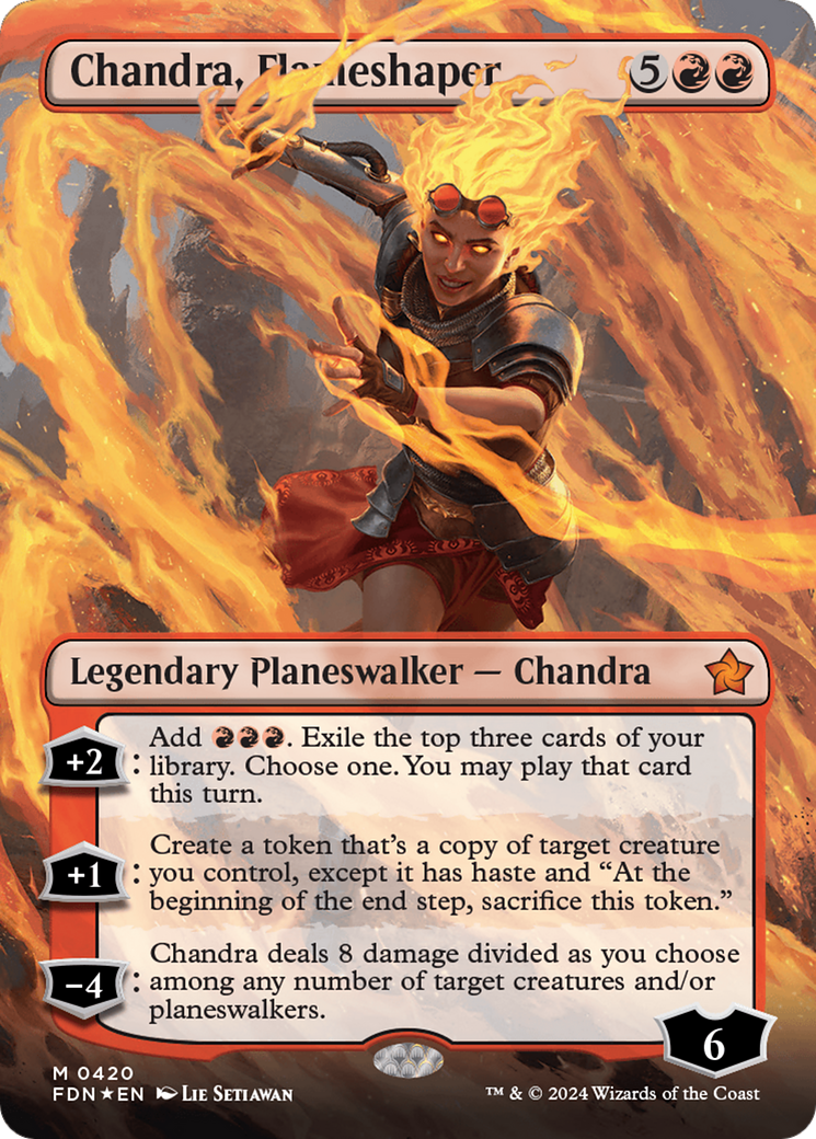 Chandra, Flameshaper (Borderless) (Mana Foil) [Foundations] | Galactic Gamez