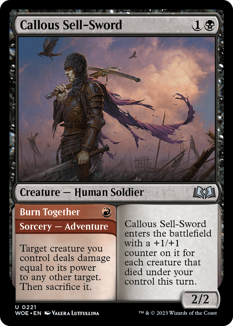 Callous Sell-Sword // Burn Together [Wilds of Eldraine] | Galactic Gamez