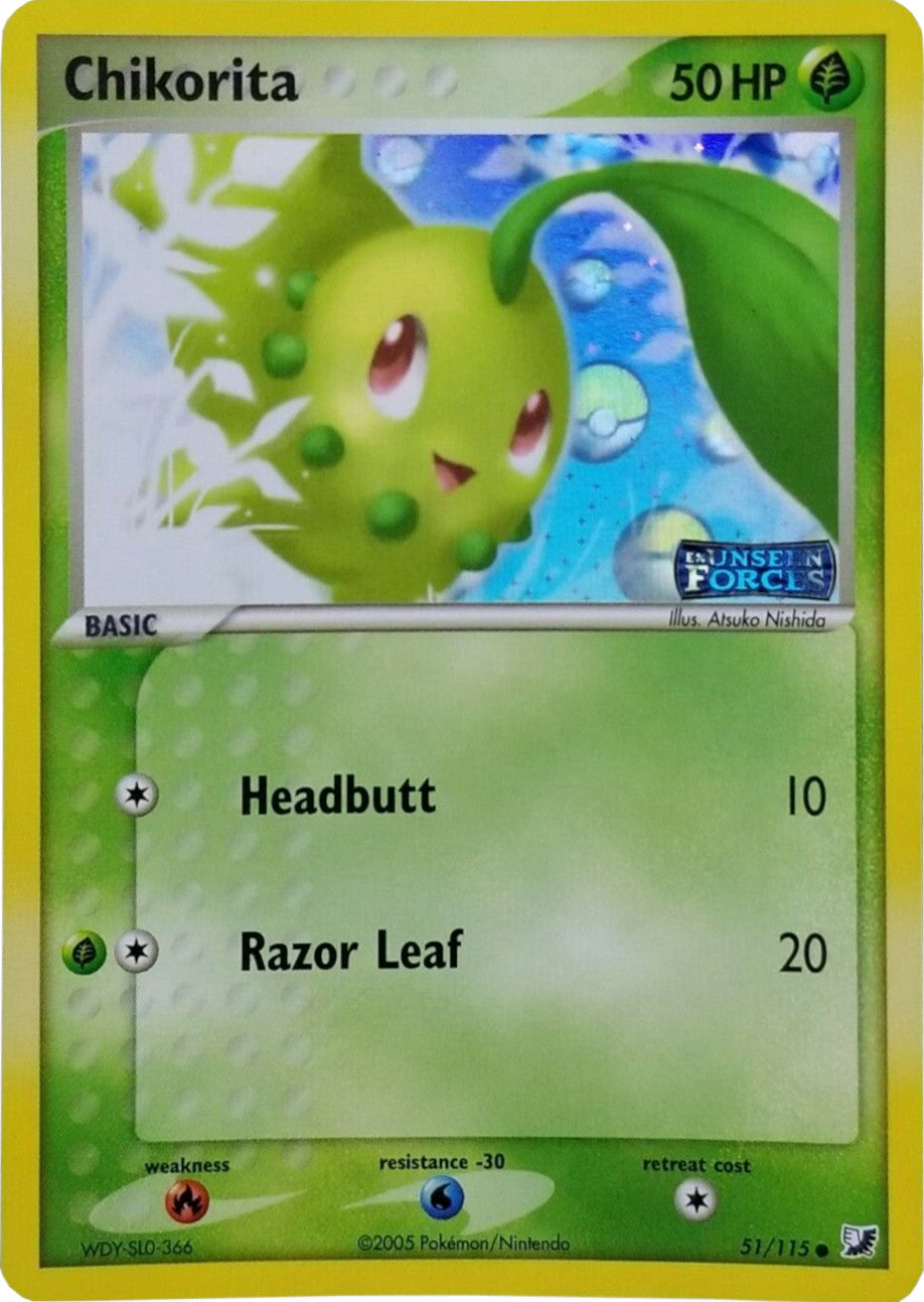 Chikorita (51/115) (Stamped) [EX: Unseen Forces] | Galactic Gamez