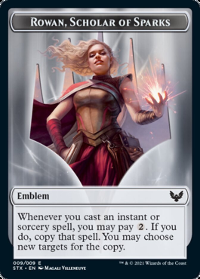 Fractal // Rowan, Scholar of Sparks Emblem Double-Sided Token [Strixhaven: School of Mages Tokens] | Galactic Gamez