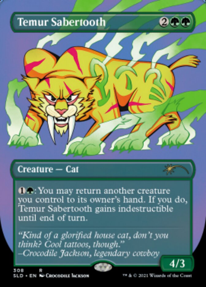 Temur Sabertooth (Borderless) (Foil Etched) [Secret Lair Drop Series] | Galactic Gamez