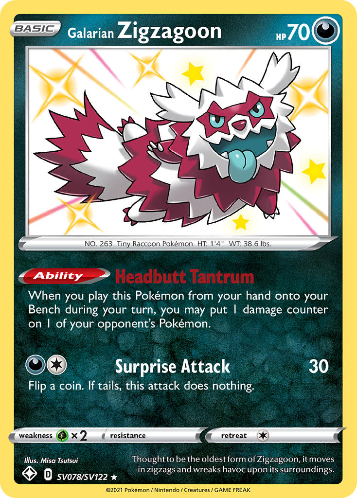 Galarian Zigzagoon (SV078/SV122) [Sword & Shield: Shining Fates] | Galactic Gamez
