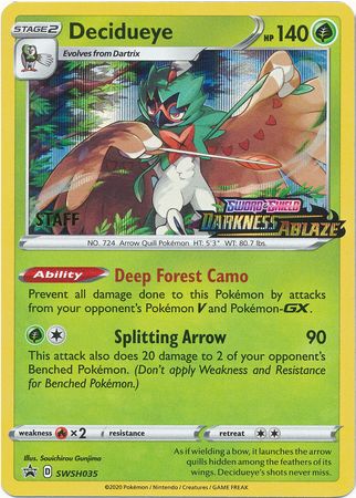 Decidueye (SWSH035) (Staff Prerelease Promo) [Sword & Shield: Black Star Promos] | Galactic Gamez