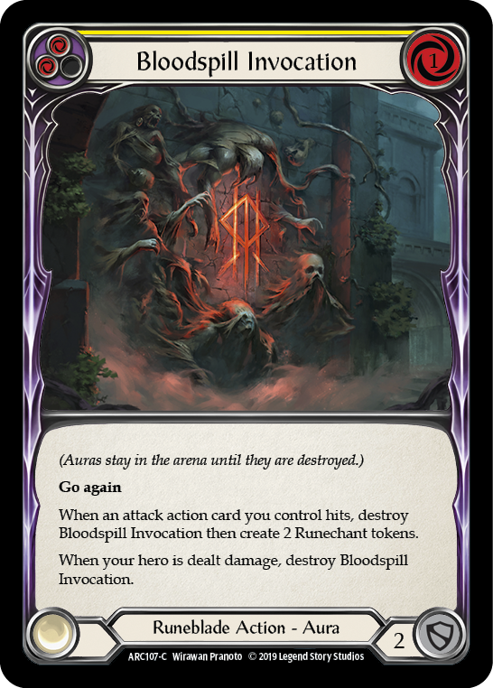 Bloodspill Invocation (Yellow) [ARC107-C] (Arcane Rising)  1st Edition Rainbow Foil | Galactic Gamez