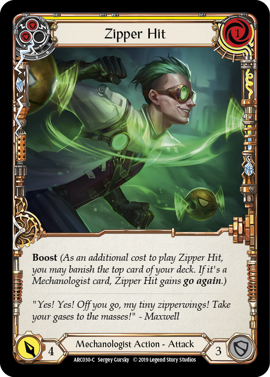 Zipper Hit (Yellow) [ARC030-C] (Arcane Rising)  1st Edition Normal | Galactic Gamez