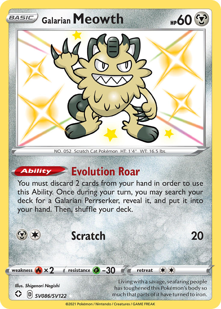 Galarian Meowth (SV086/SV122) [Sword & Shield: Shining Fates] | Galactic Gamez