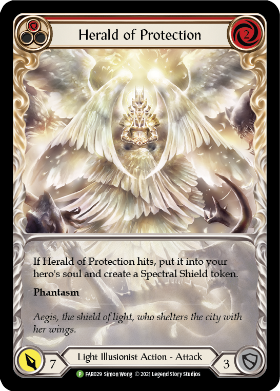 Herald of Protection (Red Extended Art) [FAB029] (Promo)  Rainbow Foil | Galactic Gamez