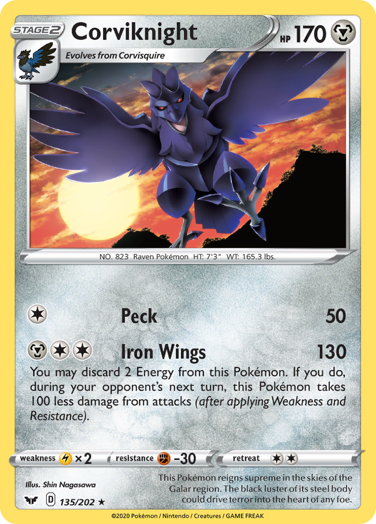 Corviknight (135/202) [Sword & Shield: Base Set] | Galactic Gamez