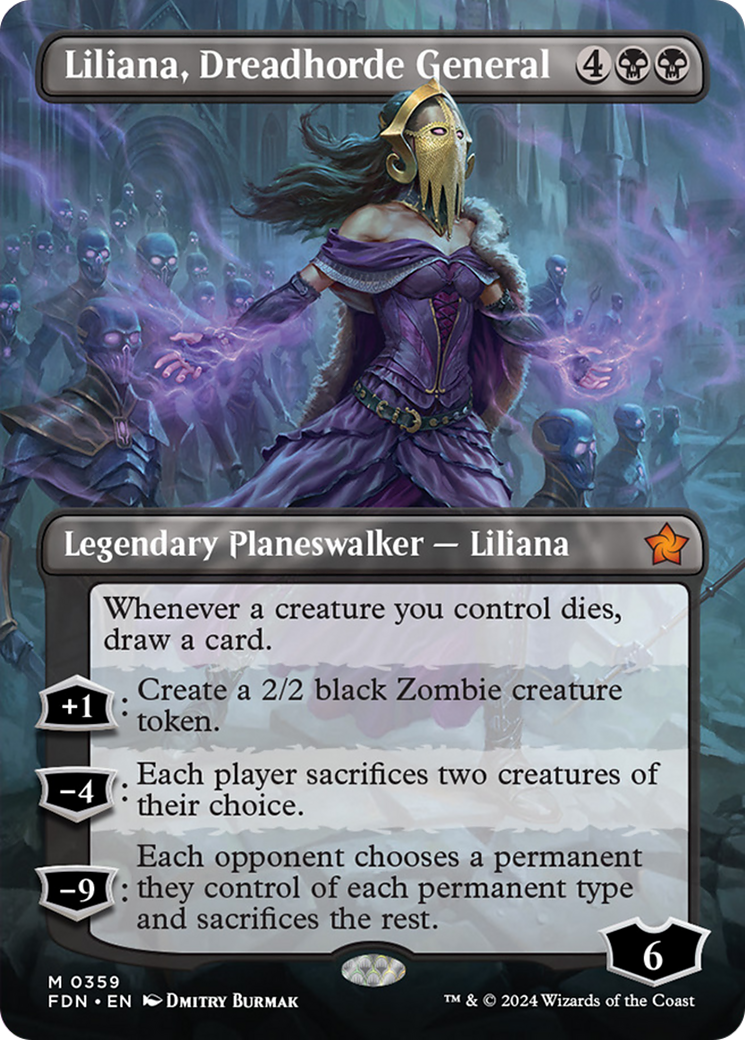 Liliana, Dreadhorde General (Borderless) [Foundations] | Galactic Gamez