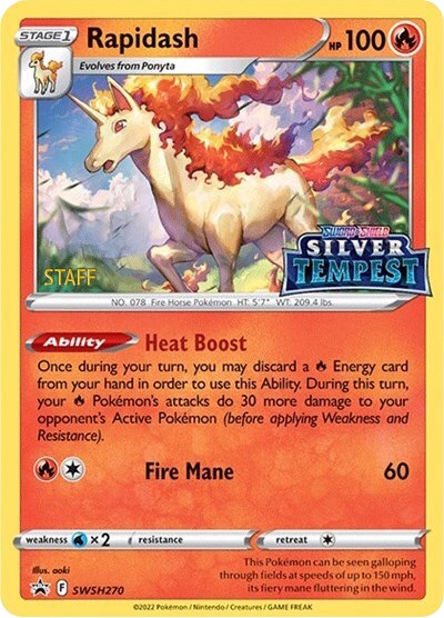 Rapidash (SWSH270) (Prerelease) (Staff) [Sword & Shield: Black Star Promos] | Galactic Gamez