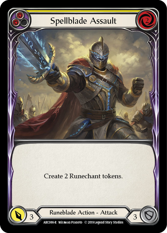 Spellblade Assault (Yellow) [ARC086-R] (Arcane Rising)  1st Edition Rainbow Foil | Galactic Gamez