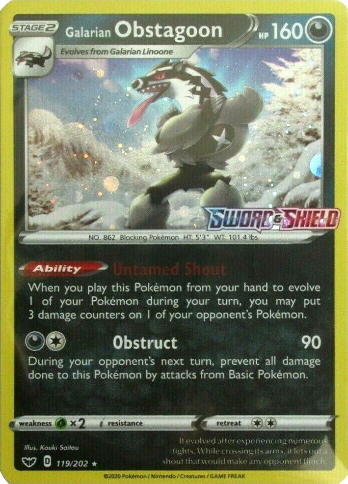 Galarian Obstagoon (119/202) (Cosmos Holo) [Sword & Shield: Base Set] | Galactic Gamez