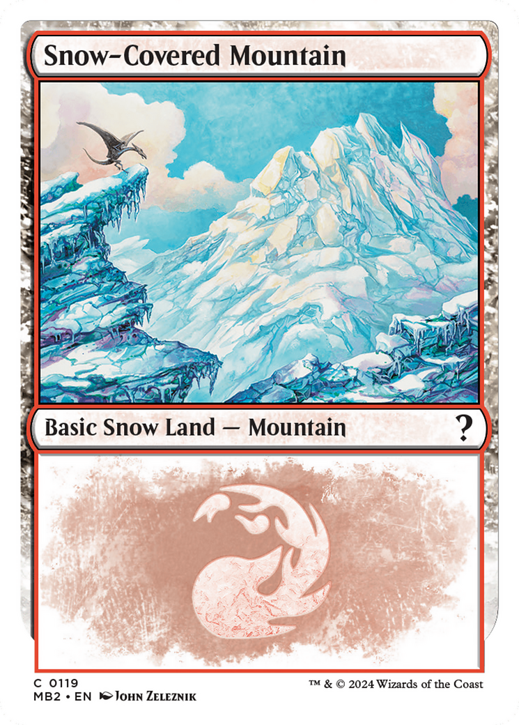 Snow-Covered Mountain (White Border) [Mystery Booster 2] | Galactic Gamez