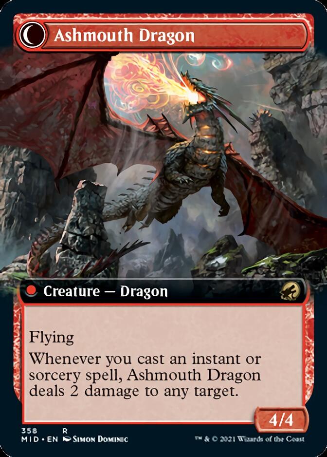 Smoldering Egg // Ashmouth Dragon (Extended Art) [Innistrad: Midnight Hunt] | Galactic Gamez