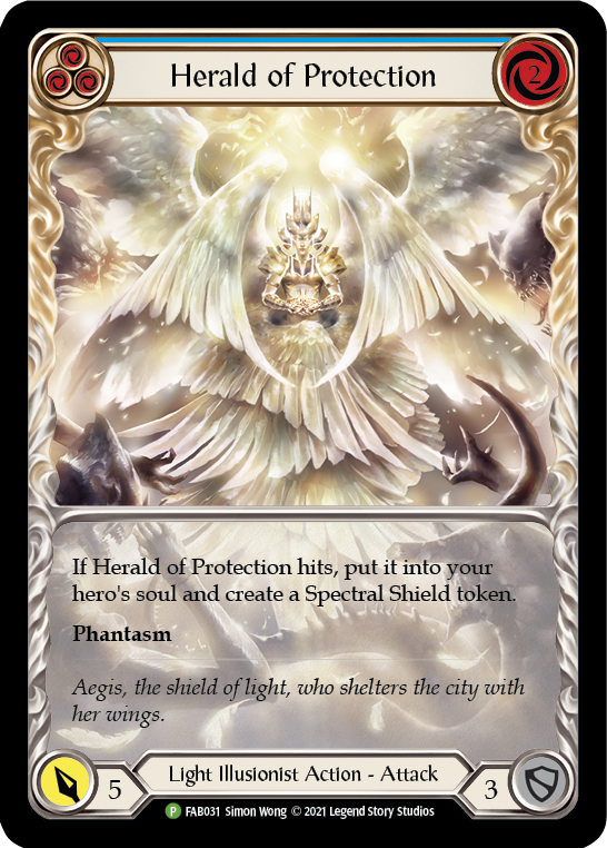 Herald of Protection (Blue Extended Art) [FAB031] (Promo)  Rainbow Foil | Galactic Gamez