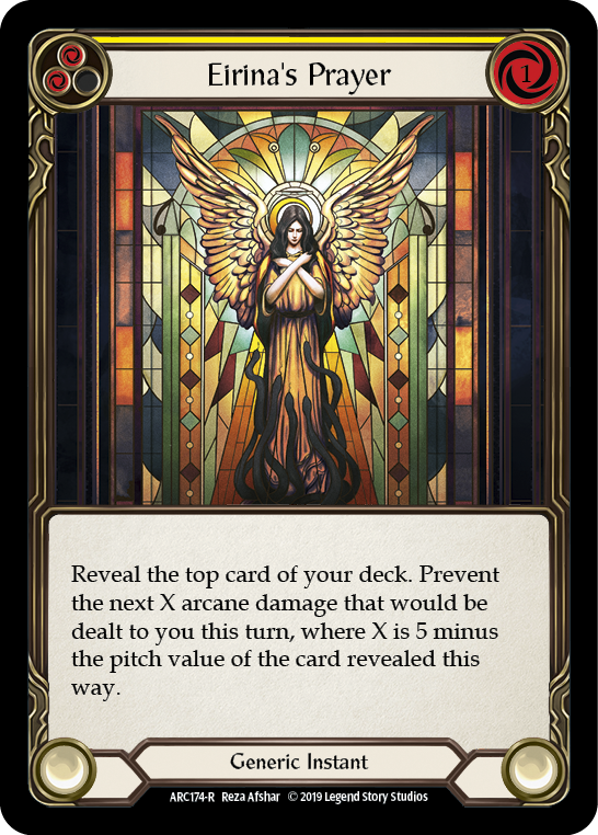 Eirina's Prayer (Yellow) [ARC174-R] (Arcane Rising)  1st Edition Rainbow Foil | Galactic Gamez
