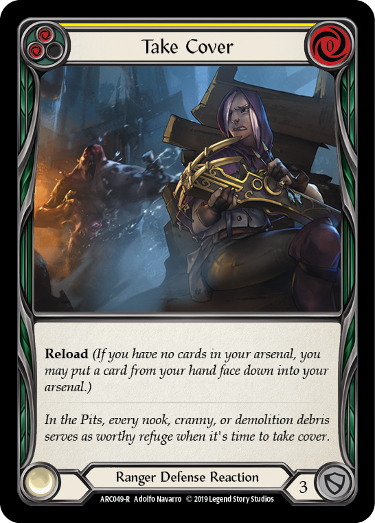 Take Cover (Yellow) [ARC049-R] (Arcane Rising)  1st Edition Rainbow Foil | Galactic Gamez