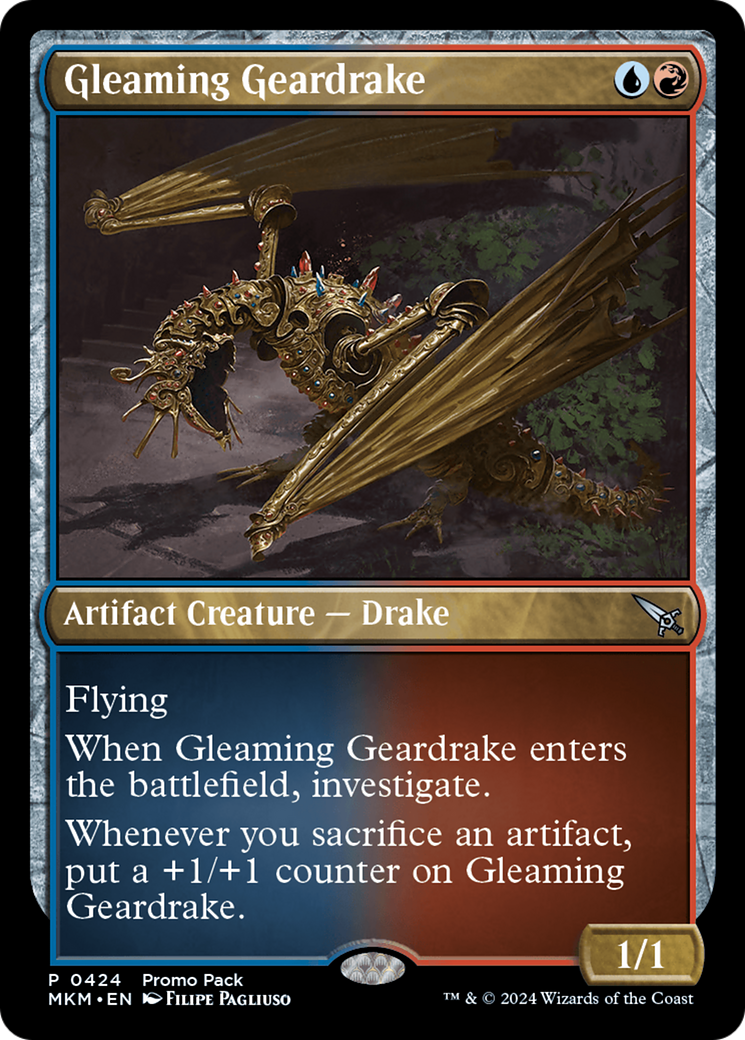 Gleaming Geardrake (Promo Pack) [Murders at Karlov Manor Promos] | Galactic Gamez