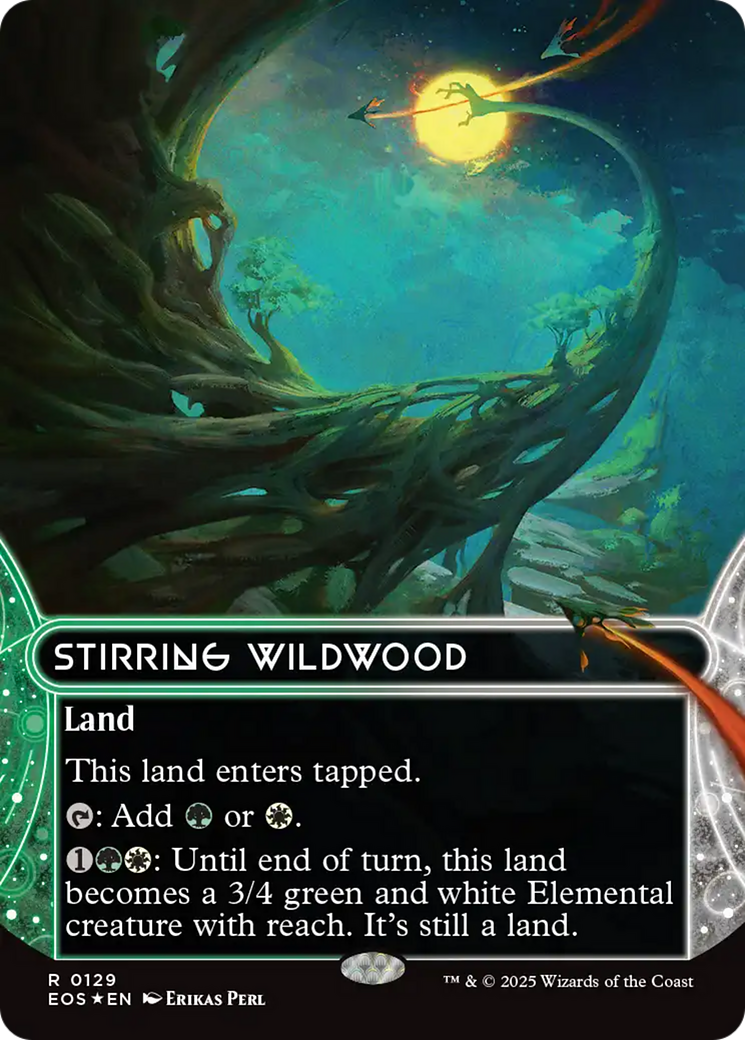 Stirring Wildwood (0129) (Borderless) (Galaxy Foil) [Edge of Eternities: Stellar Sights] | Galactic Gamez