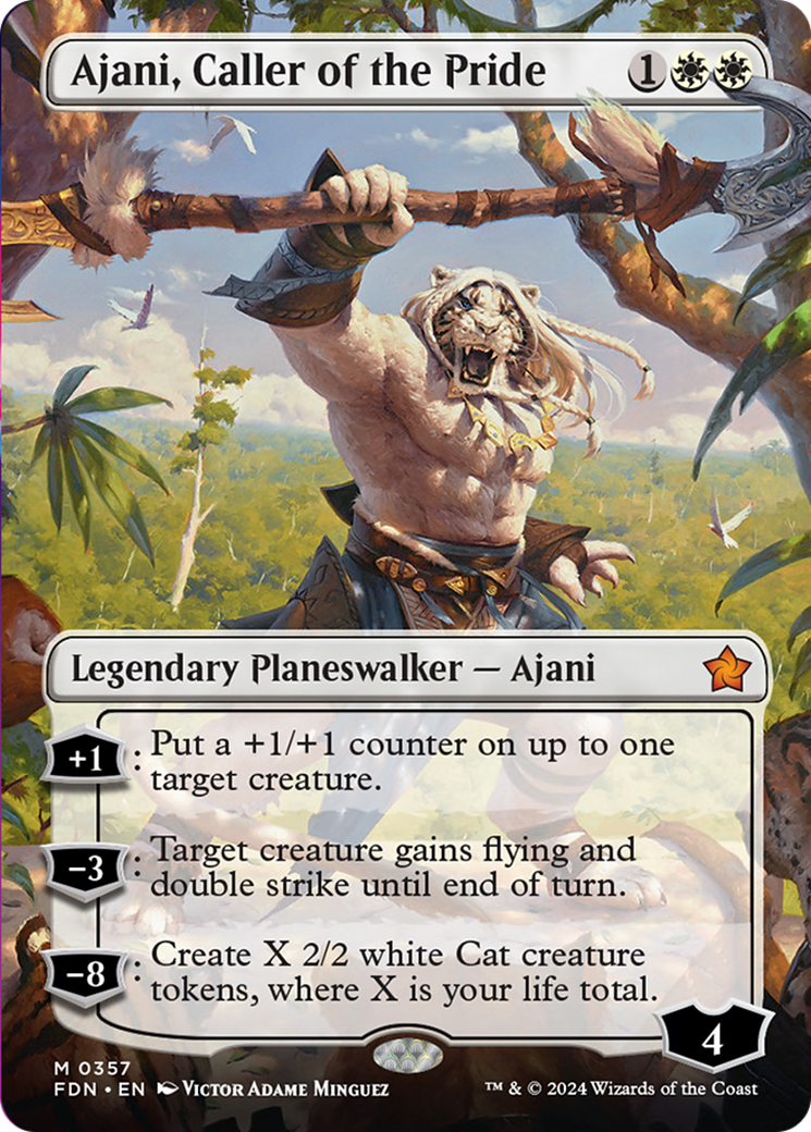 Ajani, Caller of the Pride (Borderless) [Foundations] | Galactic Gamez