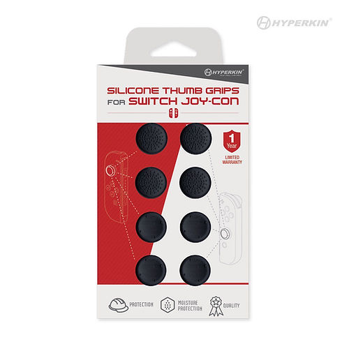 Switch Joy-Con Silicone Thumb Grips (Black) (8-Pack) - Hyperkin | Galactic Gamez