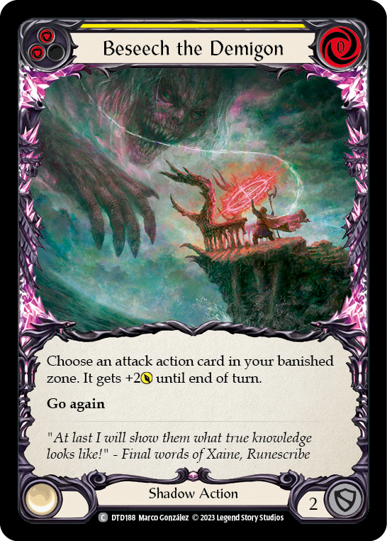 Beseech the Demigon (Yellow) [DTD188] (Dusk Till Dawn)  Rainbow Foil | Galactic Gamez