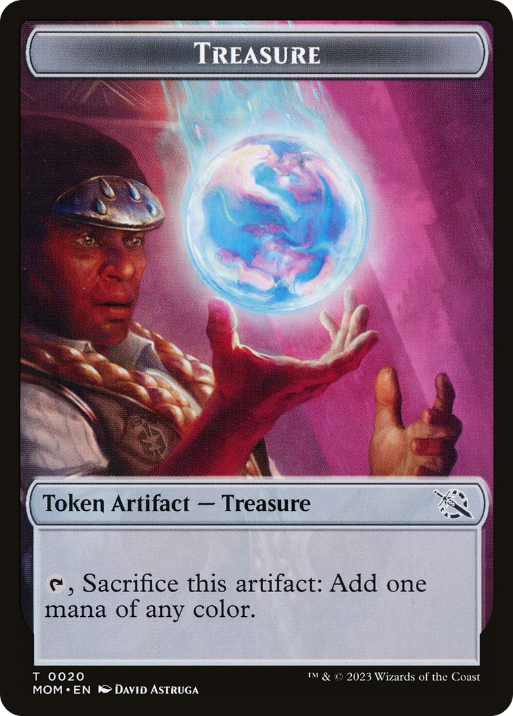 Treasure (20) // Teferi Akosa of Zhalfir Emblem Double-Sided Token [March of the Machine Tokens] | Galactic Gamez