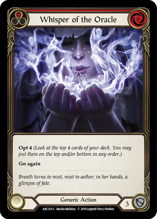 Whisper of the Oracle (Red) [ARC215-C] (Arcane Rising)  1st Edition Rainbow Foil | Galactic Gamez