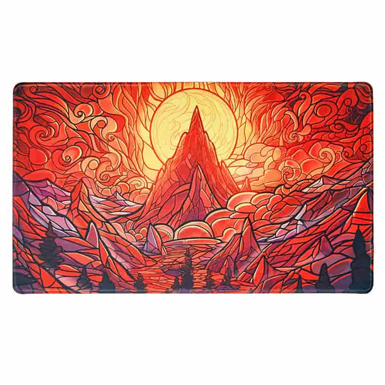 Playmat: Stained Glass- Burning Mountain (24" x 14") | Galactic Gamez