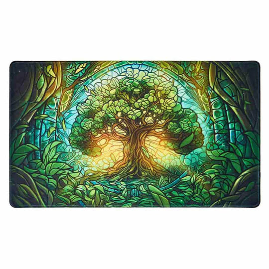 Playmat: Stained Glass- Mythical Forest (24" x 14") | Galactic Gamez