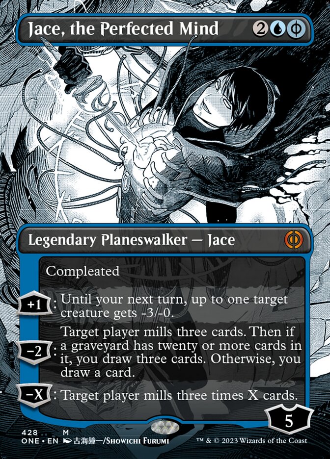 Jace, the Perfected Mind (Borderless Manga Step-and-Compleat Foil) [Phyrexia: All Will Be One] | Galactic Gamez