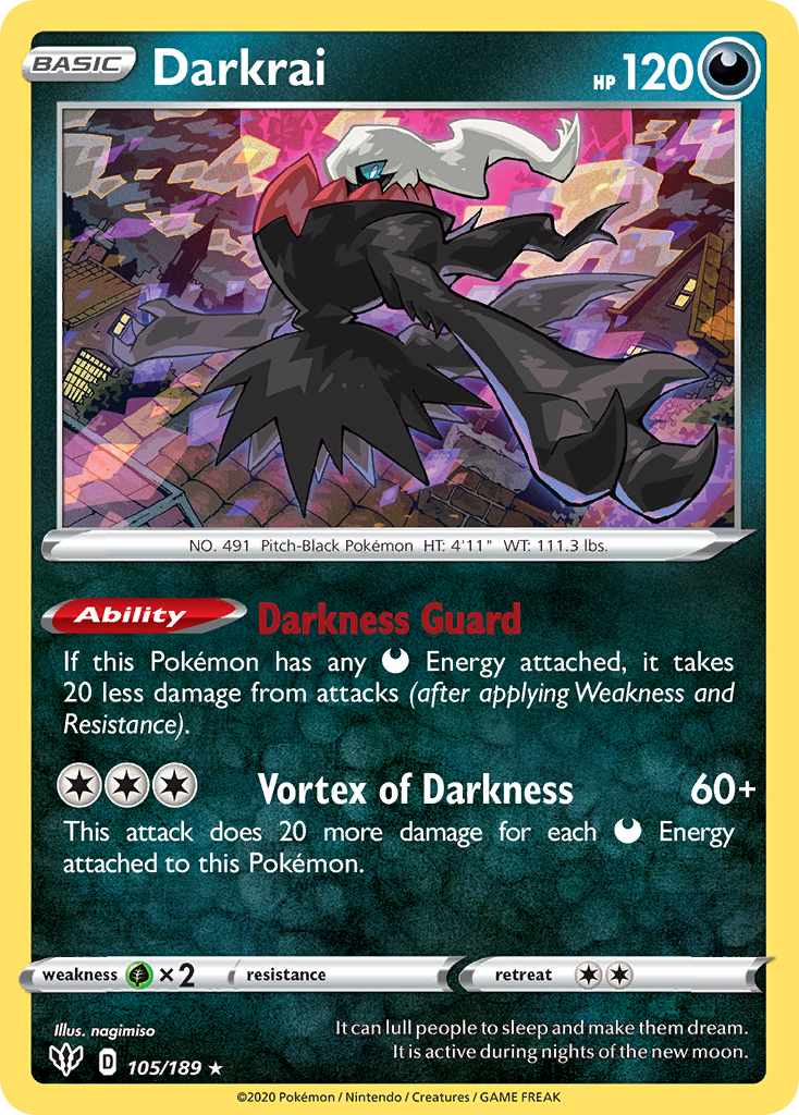 Darkrai (105/189) (Cosmos Holo) [Sword & Shield: Darkness Ablaze] | Galactic Gamez